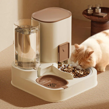 Kimpets Pet Automatic Gravity Feeder and Water Dispenser - Large Capacity with Dry-Wet Separation