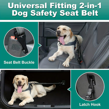 2-Pack Adjustable Dog Seat Belts with Bungee Buffer