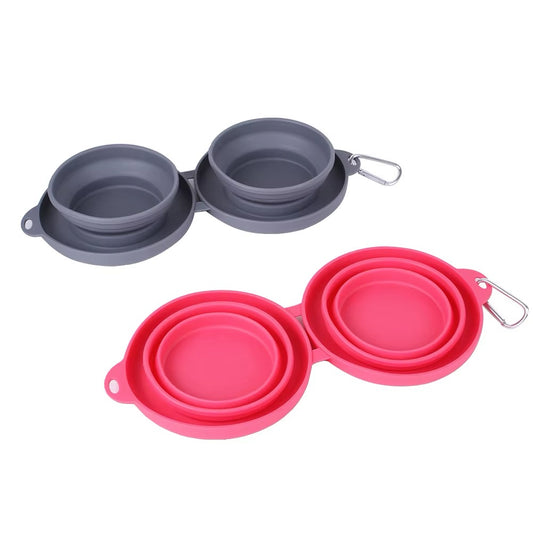 Portable Pet Bowl, Double-Fold Silicone Pet Product, Thickened Dog Bowl, Suitable for Outdoor, Travel, and Indoor Use