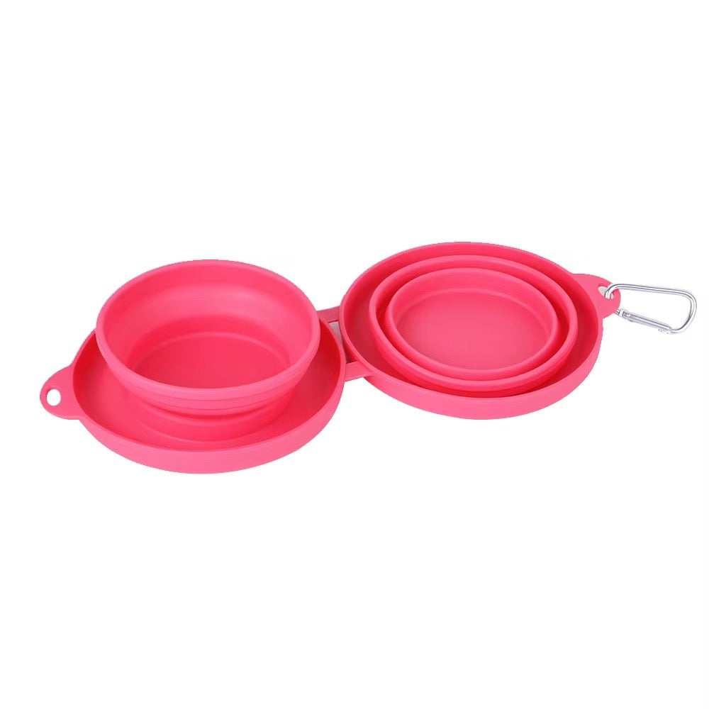 Portable Pet Bowl, Double-Fold Silicone Pet Product, Thickened Dog Bowl, Suitable for Outdoor, Travel, and Indoor Use