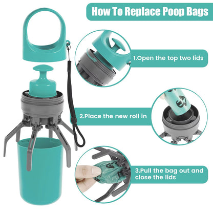 Portable Lightweight Dog Pooper Scooper with Built-In Poop Bag Dispenser