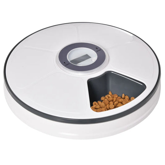 PawHut Automatic Timer Pet Feeder – 6-Tray Food Dispenser with LED Display and Alarm