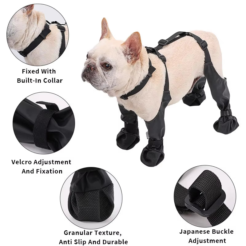 Dog Shoes Waterproof Ajustable Shoes for Dogs Non-Slip Dog Boots Outdoor Protector Accessories for Small Medium French Bulldog