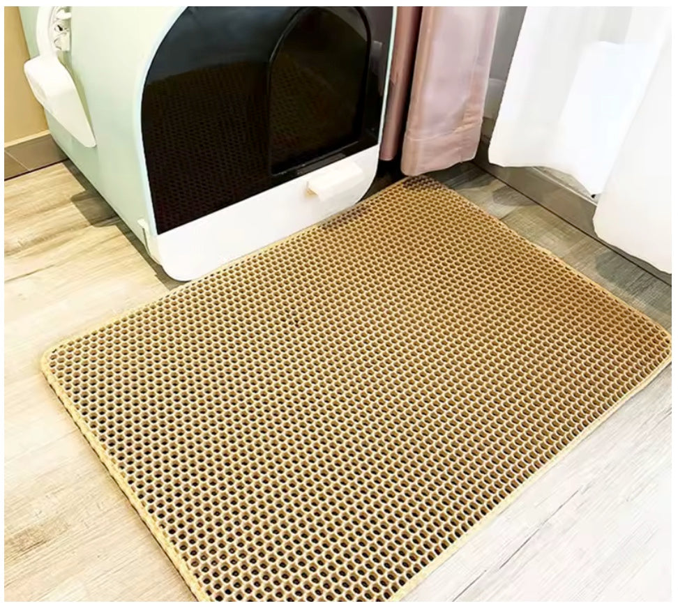 Double-Layer Cat Litter Mat – Waterproof, Non-Slip, and Washable for a Cleaner Home