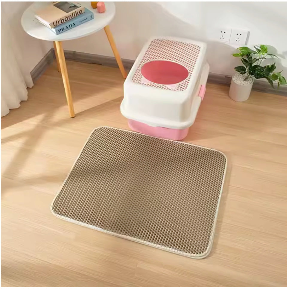 Double-Layer Cat Litter Mat – Waterproof, Non-Slip, and Washable for a Cleaner Home