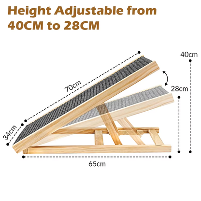 Dayplus Solid Wooden Pet Ramp – Adjustable & Non-Slip Dog Ladder