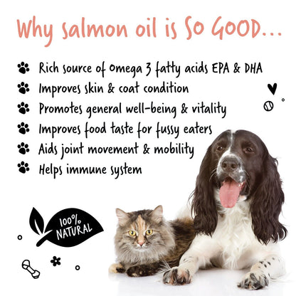 Bugalugs Salmon Oil 500Ml 100% Pure Oil for Dogs, Cats & Ferrets, Omega 3, 6 & 9