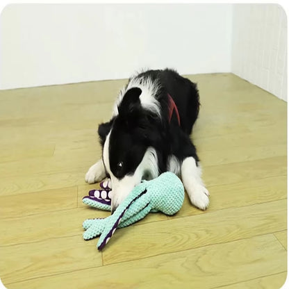 Interactive, Squeaky Plush Octopus Dog Toy