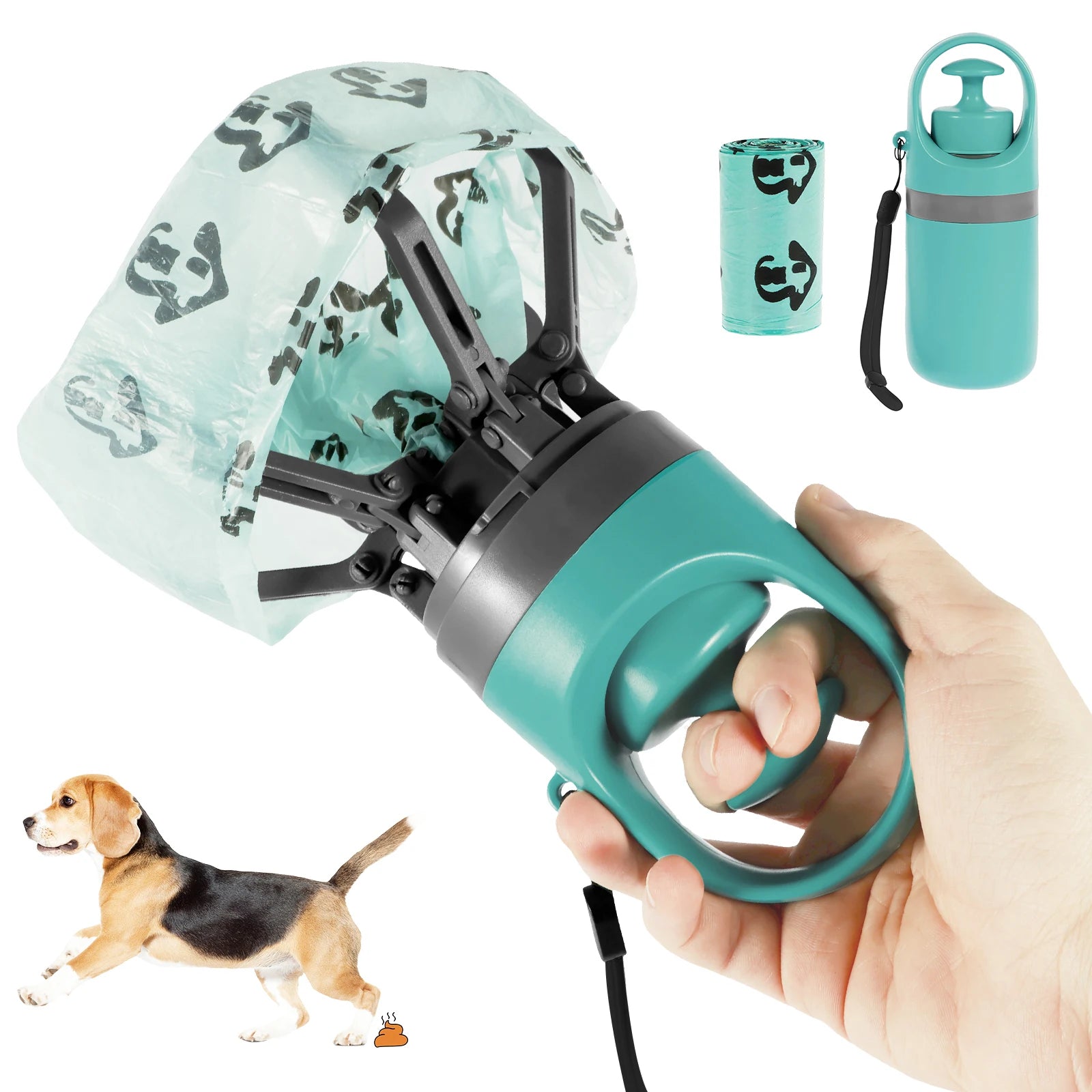 Portable Lightweight Dog Pooper Scooper with Built-In Poop Bag Dispenser