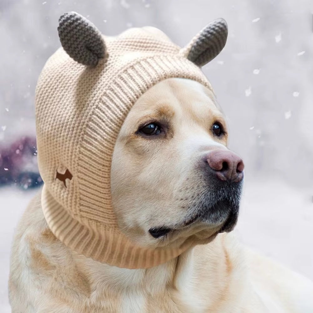 Quiet Dog Ear Muffs Noise Protection Pet Ears Covers Knitted Hat Anxiety Relief Winter Warm Earmuffs for Medium Large Dogs New